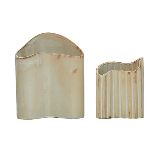 Hello Honey® Bloomingville Beige Organic Edge Scandinavian Stoneware Vase Set